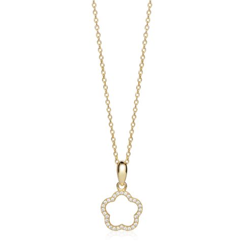 Halssmykke Blomst 925 Forgylt Sølv