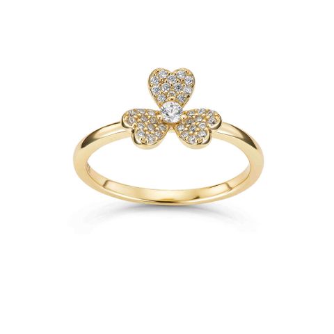 Ring Kløver 925 Forgylt Sølv