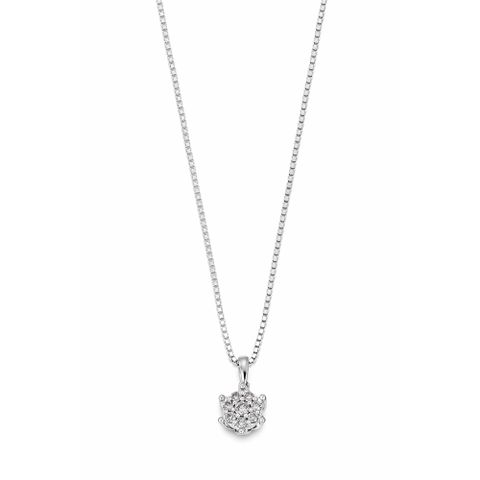 Diamantsmykke 375 Hvitt Gull 0,14 ct