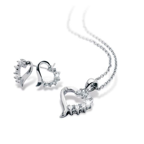 Smykkesett Hjerter 925 Sølv