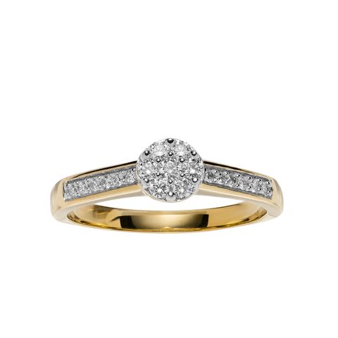 Diamantring 375 Gult Gull 0,25 ct.