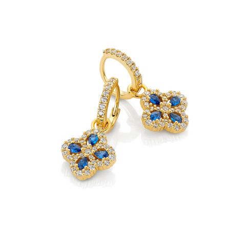 Øreringer Kløver 925 Forgylt Sølv Lyseblå