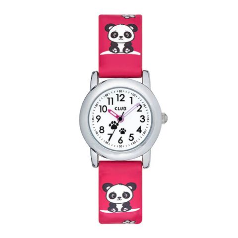 Barneklokke Mørkerosa Panda 27 mm