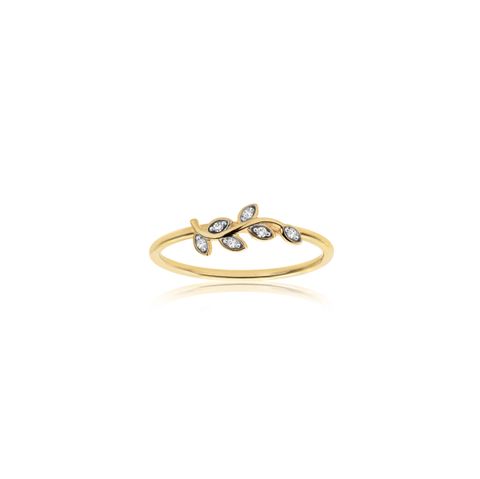 Diamantring Blader 375 Gult Gull 0,0050ct