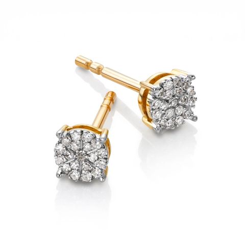 Diamantøredobber 585 Gult Gull 0,10 ct