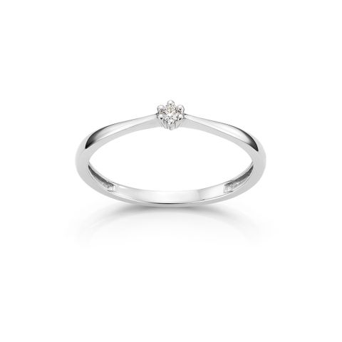 Aurora Diamantring 585 Hvitt Gull 0,03 ct.