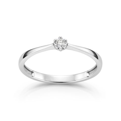 Aurora Diamantring 585 Hvitt Gull 0,05 ct.