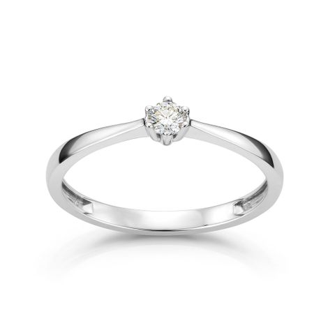 Aurora Diamantring 585 Hvitt Gull 0,10 ct.