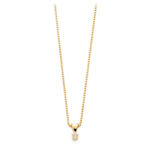 Diamantsmykke 585 Gult Gull 0,05 ct