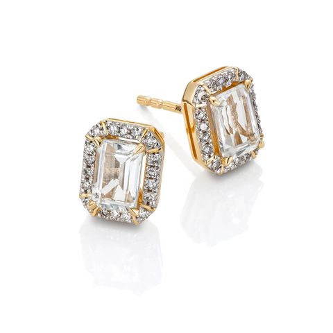 Topasøredobber 585 gult gull med diamanter 0,15 ct