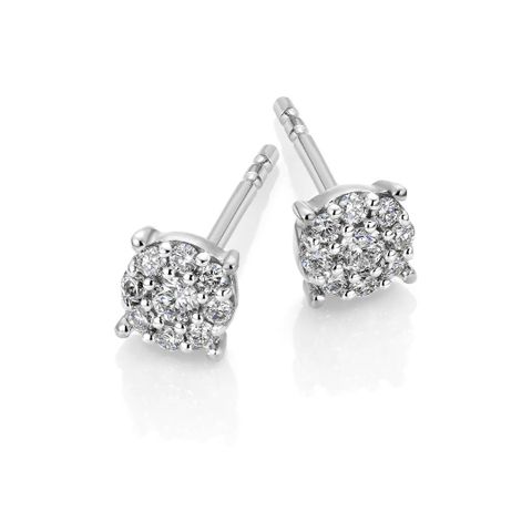 Diamantøredobber 375 Hvitt Gull 0,16 ct