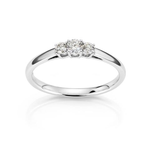 Diamantring 585 Hvitt Gull 0,25 ct