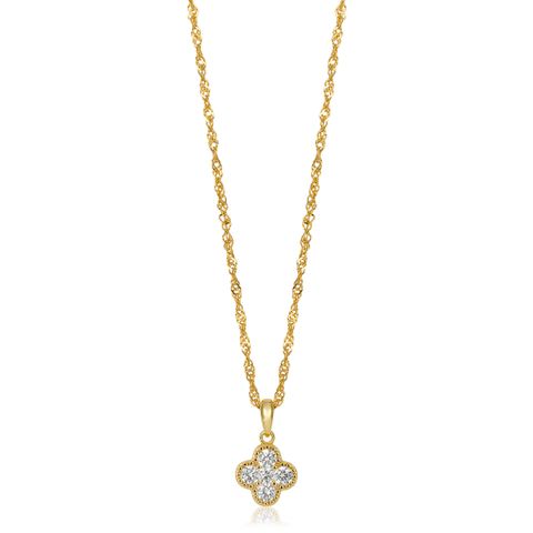 Halssmykke Kløver 925 Forgylt Sølv