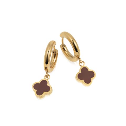 Merete øreringer gullfarget stål brun