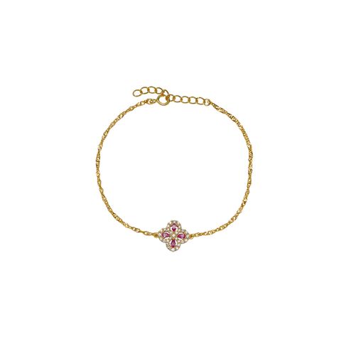 Armbånd Kløver 925 Forgylt Sølv Rosa