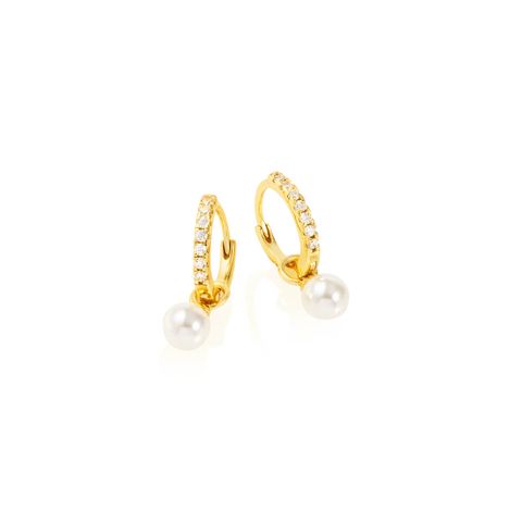 Øreringer Perle 925 Forgylt Sølv