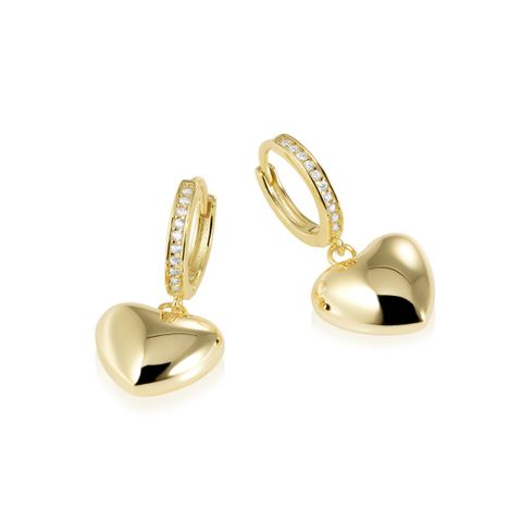 Øreringer Hjerte 925 Forgylt Sølv