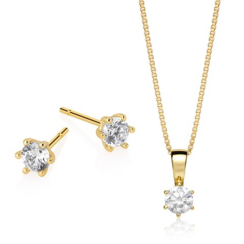 Smykkesett 925 Forgylt Sølv