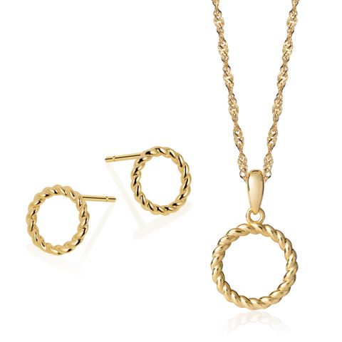 Smykkesett Krans 925 Forgylt Sølv