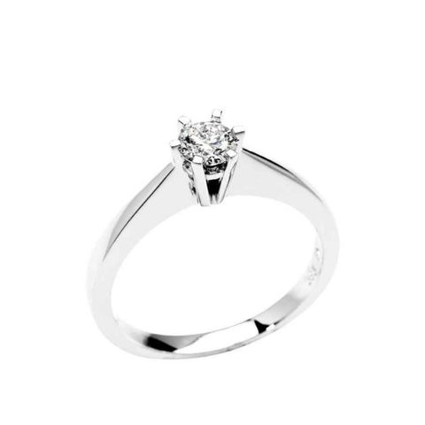 Diamantring 585 Hvitt Gull 0,26 ct.