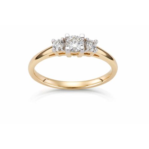 Diamantring 585 Gult Gull 0,40 ct