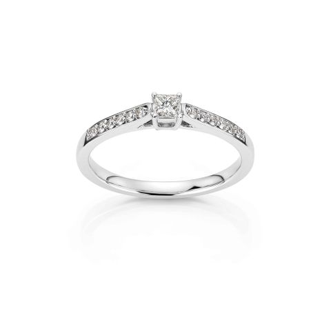 Diamantring 585 Hvitt Gull 0,25 ct