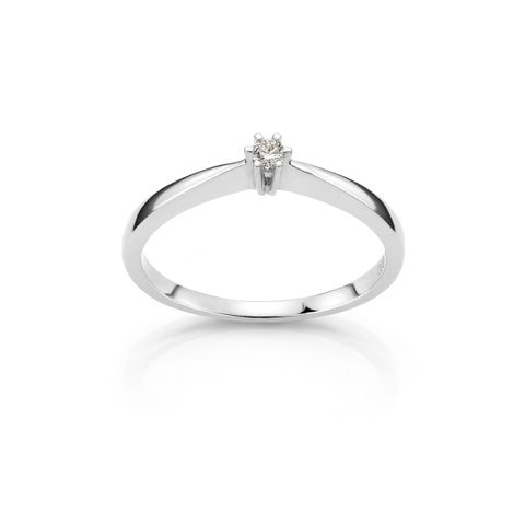 Diamantring 585 Hvitt Gull 0,05 ct
