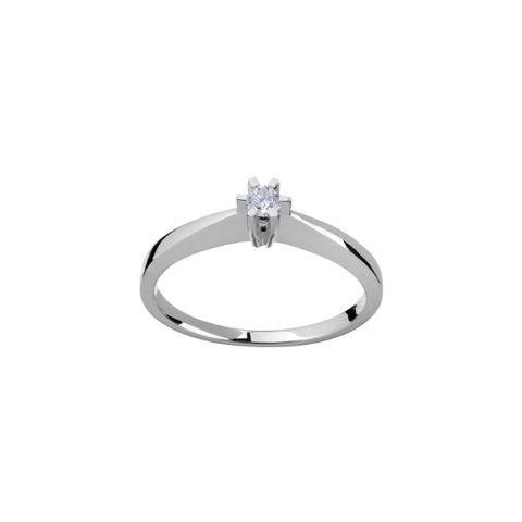 Diamantring 585 Hvitt Gull 0,07 ct