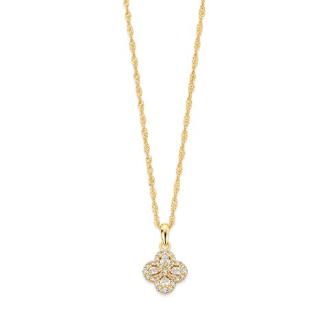 Halssmykke Kløver 925 Forgylt Sølv