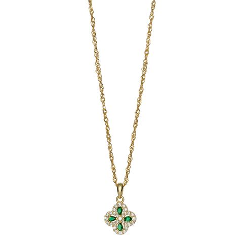 Halssmykke Kløver 925 Forgylt Sølv Grønn