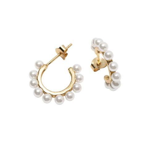 Øreringer Perler Gullforgylt Sølv