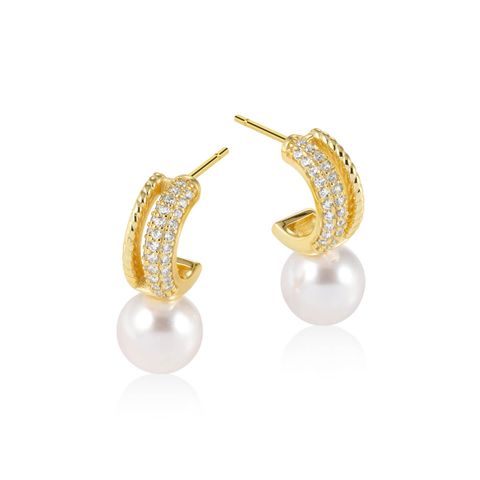 Øreringer Perle 925 Forgylt Sølv