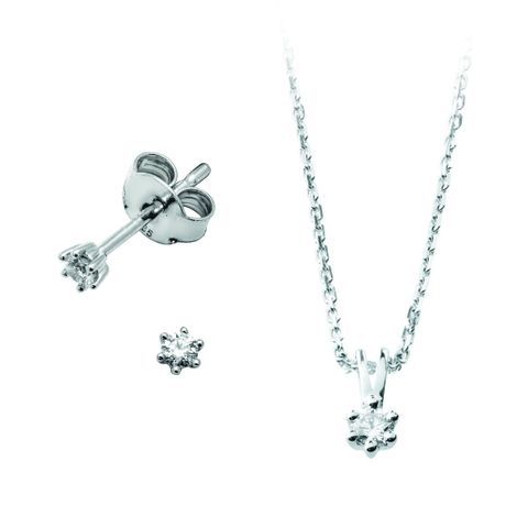 Diamantsett 585 Hvitt Gull 0,15 ct.